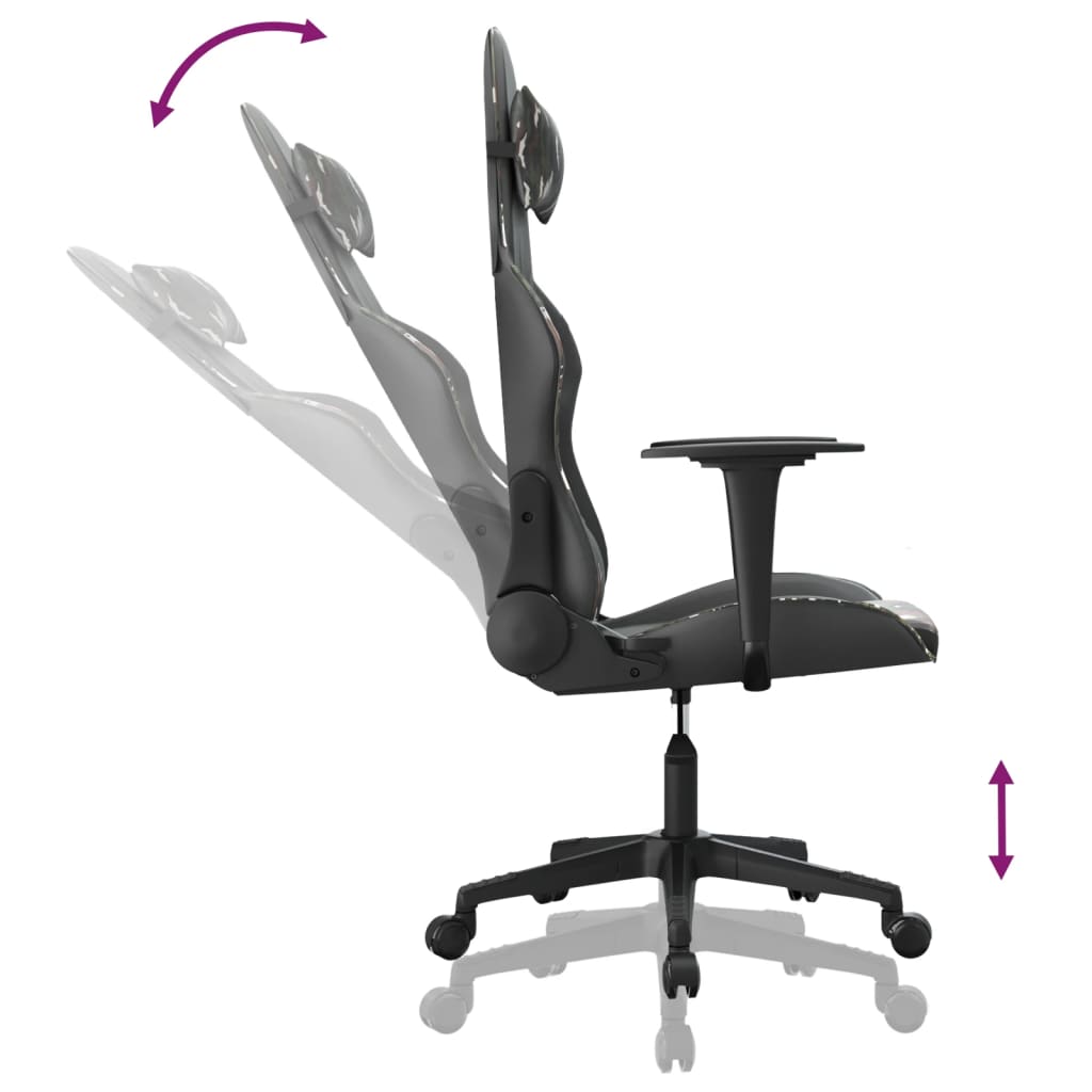 vidaXL Gaming-Stuhl mit Massagefunktion Schwarz Tarnfarben Kunstleder