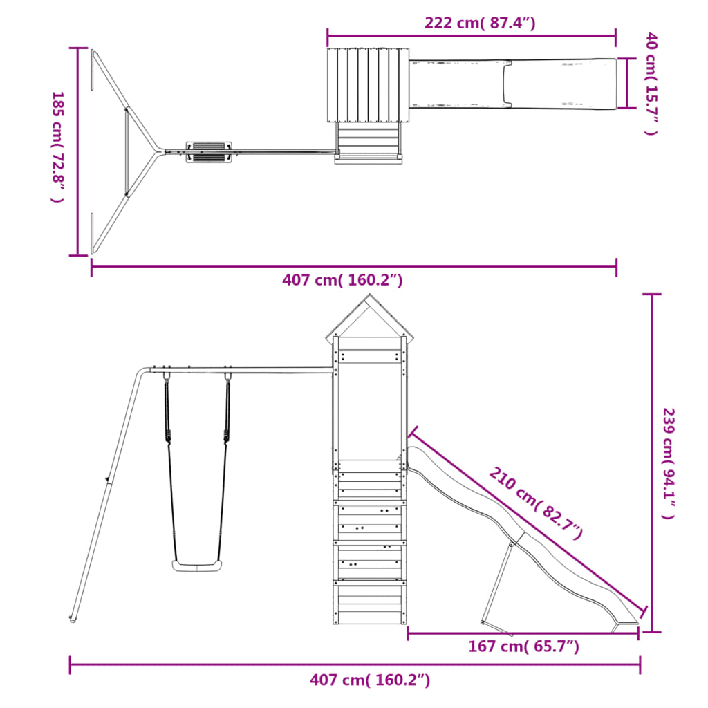 vidaXL Spielturm Massivholz Douglasie