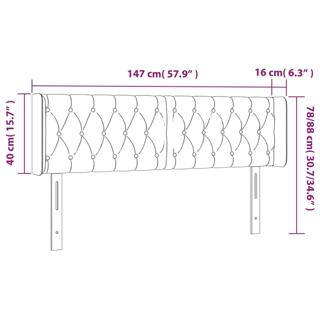 vidaXL LED Kopfteil Dunkelbraun 147x16x78/88 cm Stoff