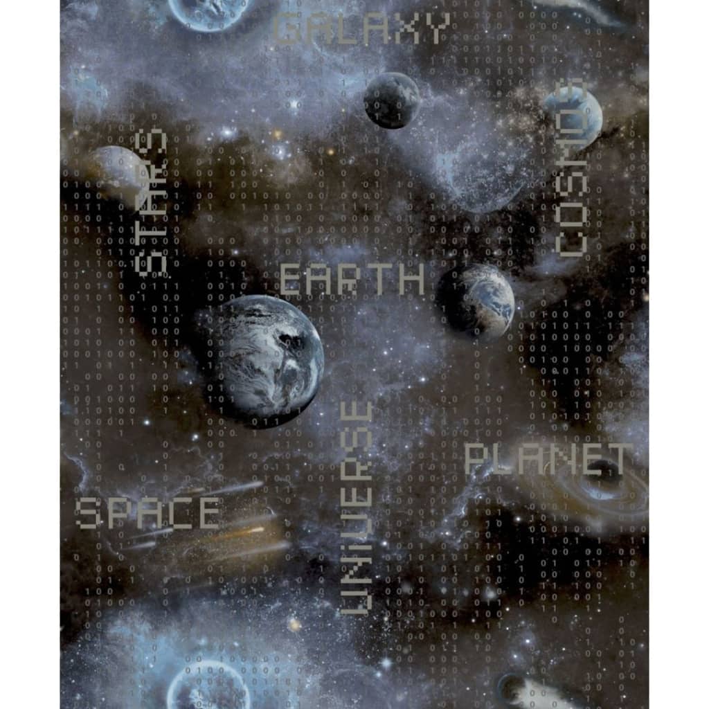 Noordwand Tapete Good Vibes Galaxy Planets and Text Blau und Schwarz