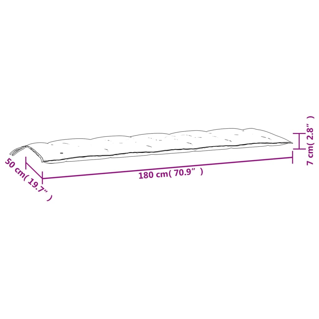 vidaXL Gartenbank-Auflage Schwarz 180x50x7 cm Oxford-Gewebe