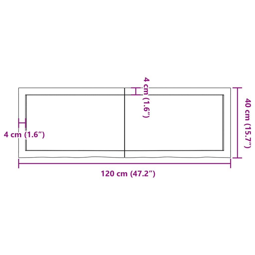 vidaXL Tischplatte Dunkelbraun 120x40x(2-4)cm Massivholz Eiche