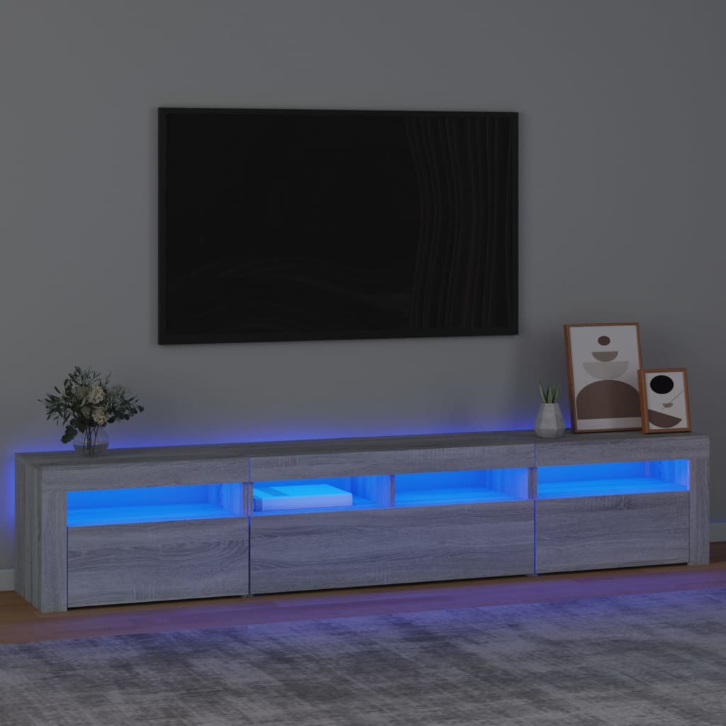 vidaXL TV-Schrank mit LED-Leuchten Grau Sonoma 210x35x40 cm