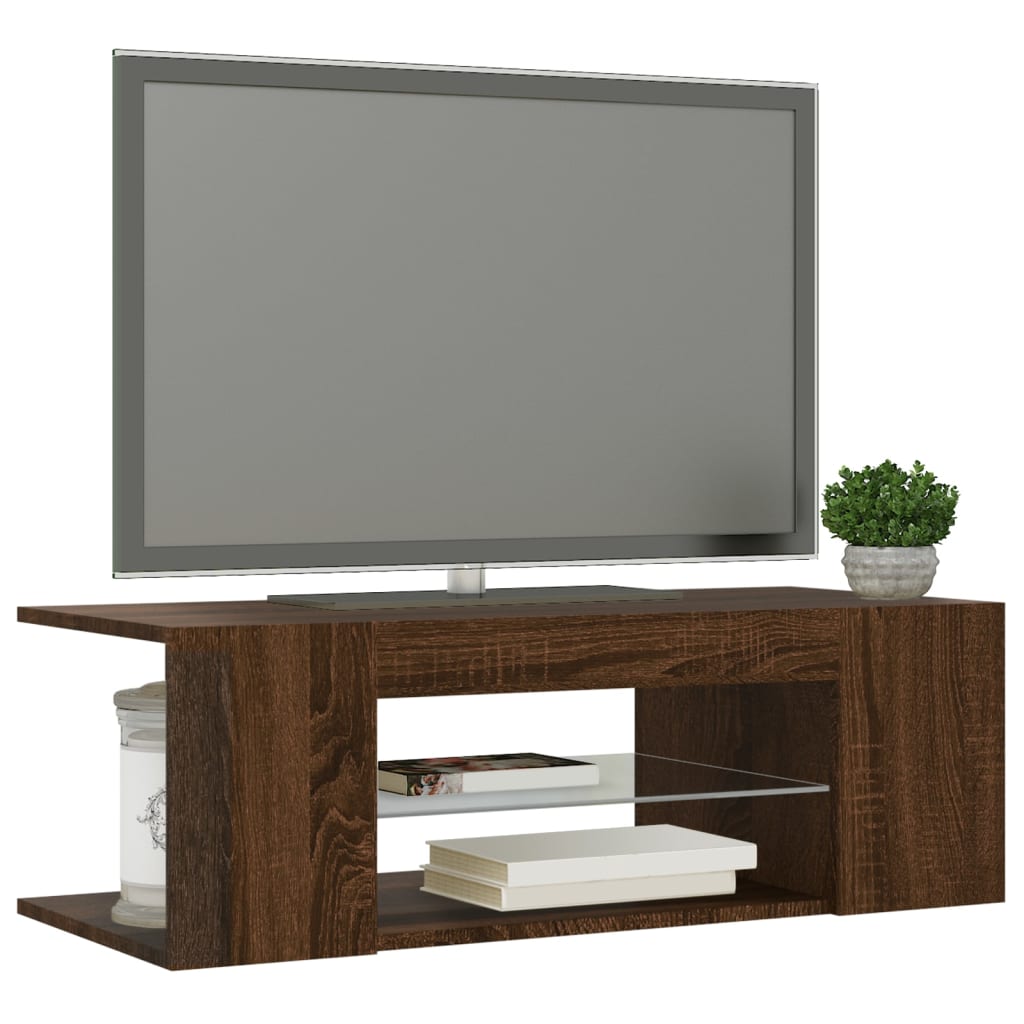 vidaXL TV-Schrank mit LED-Leuchten Braun Eichen-Optik 90x39x30 cm