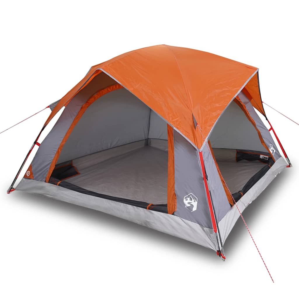 vidaXL Campingzelt 4 Personen Grau und Orange Wasserdicht