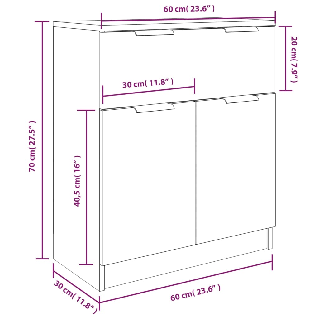 vidaXL 3-tlg. Sideboard Sonoma Eiche-Optik Holzwerkstoff