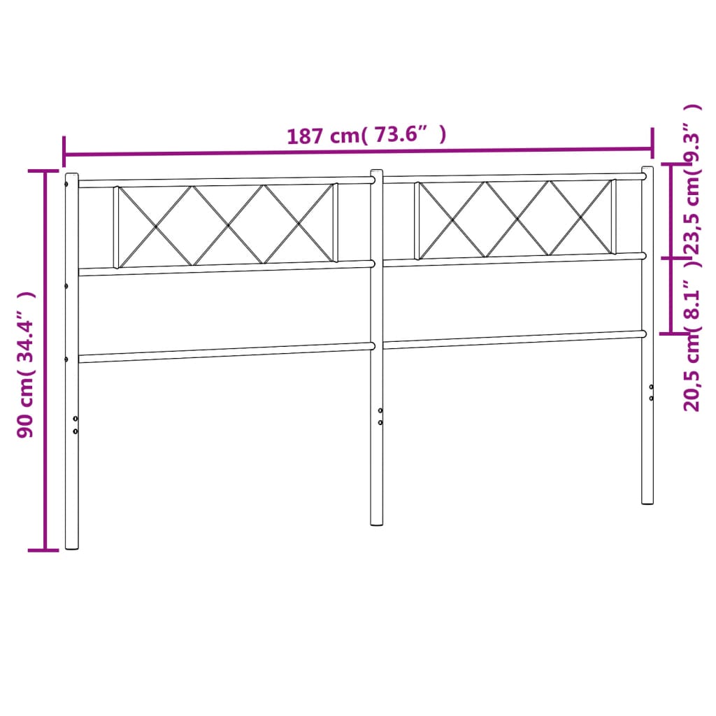 vidaXL Kopfteil Metall Schwarz 180 cm