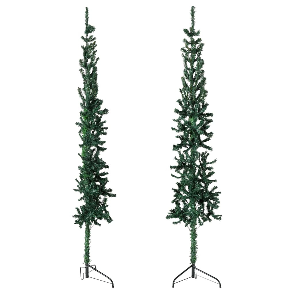 vidaXL Künstlicher Halb-Weihnachtsbaum mit Ständer Schlank Grün 150 cm
