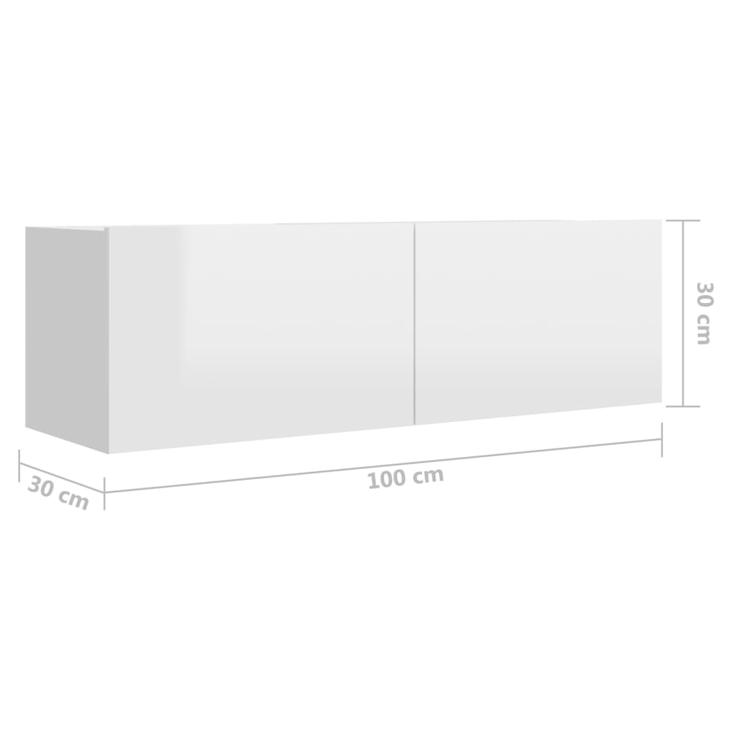 vidaXL 4-tlg. TV-Schrank-Set Hochglanz-Weiß Holzwerkstoff