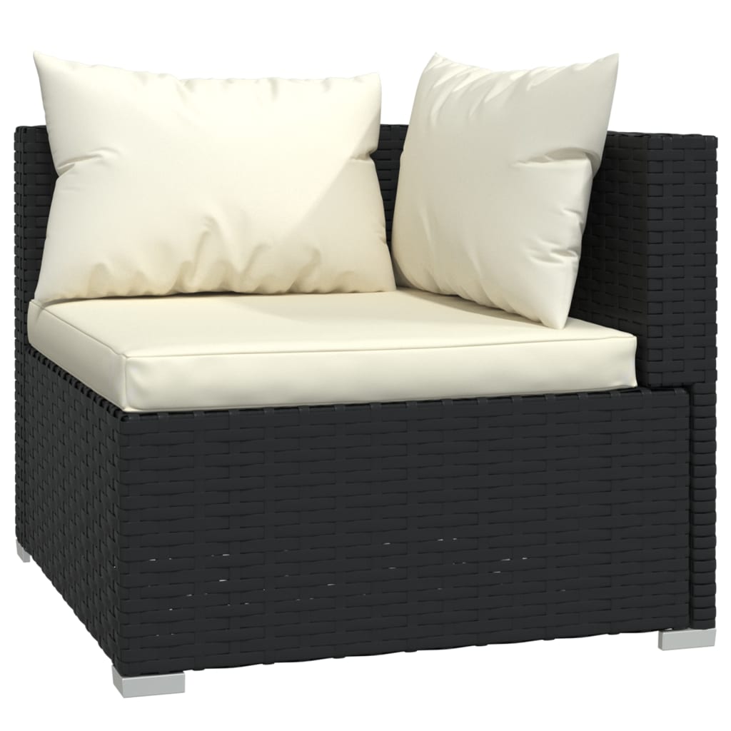 vidaXL 3-Sitzer-Sofa mit Kissen Schwarz Poly Rattan