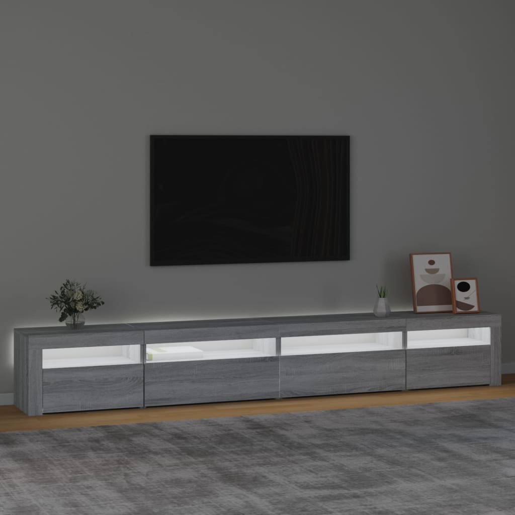 vidaXL TV-Schrank mit LED-Leuchten Grau Sonoma 270x35x40 cm