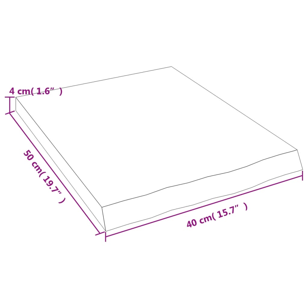 vidaXL Waschtischplatte 40x50x(2-4)cm Massivholz Unbehandelt