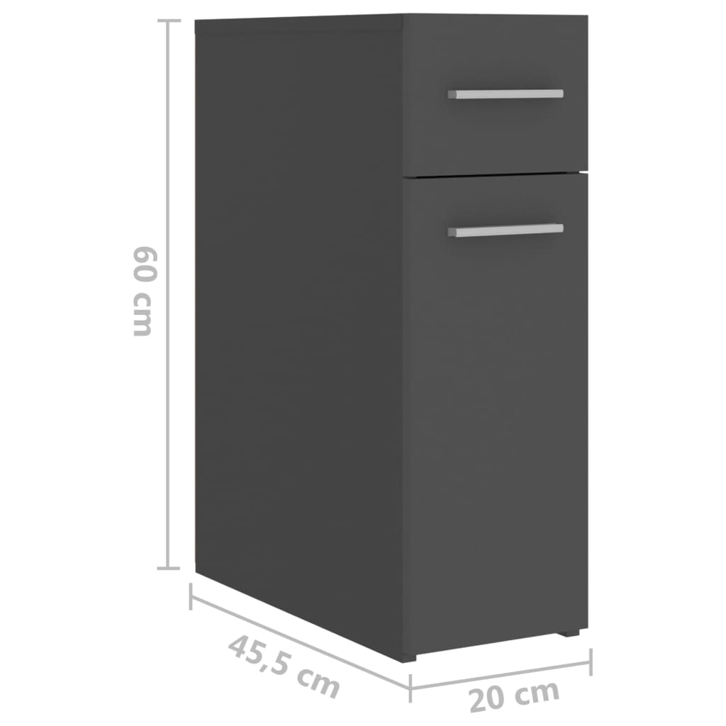 vidaXL Apothekerschrank Grau 20x45,5x60 cm Holzwerkstoff