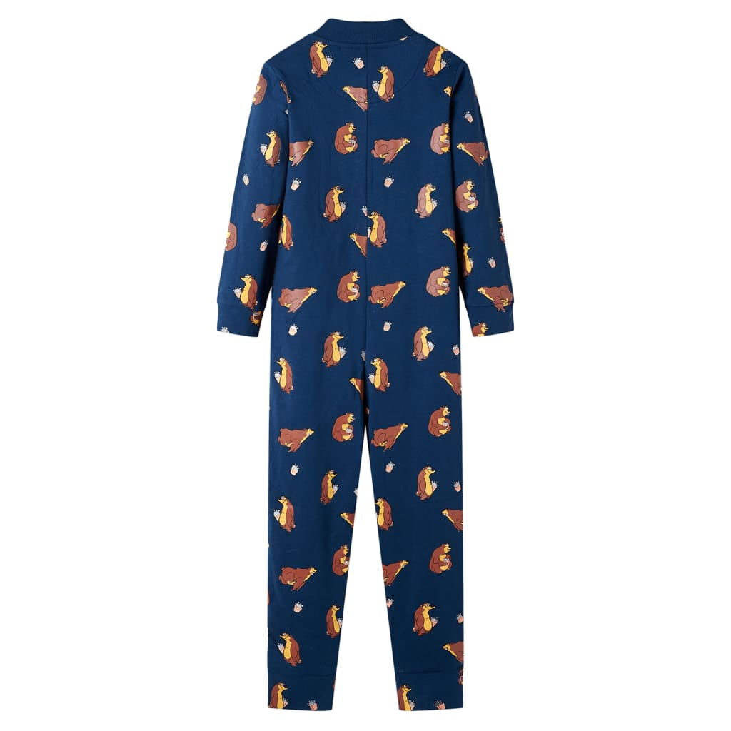 Kinder-Schlafanzug Einteiler Jeansblau 116