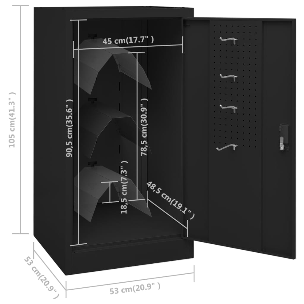 vidaXL Sattelschrank Schwarz 53x53x105 cm Stahl