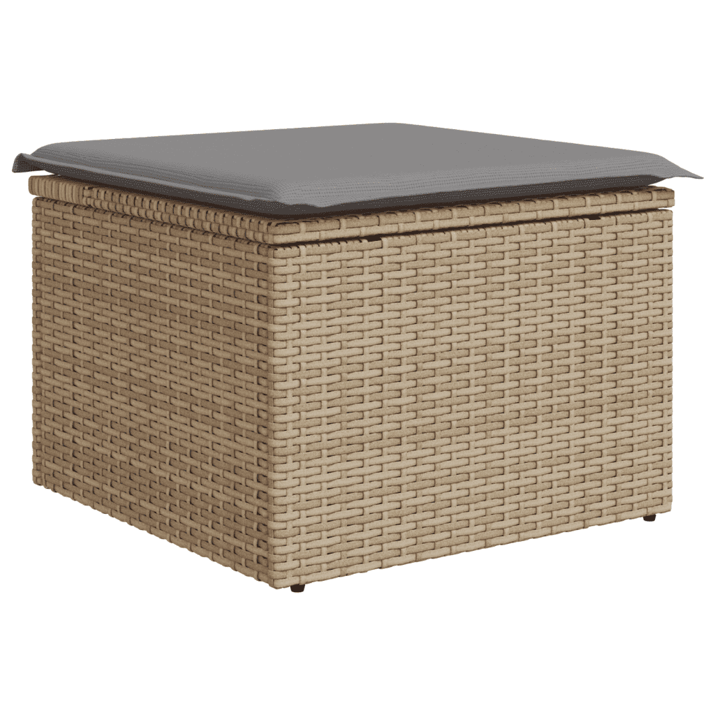 vidaXL 6-tlg. Garten-Sofagarnitur mit Kissen Beige Poly Rattan