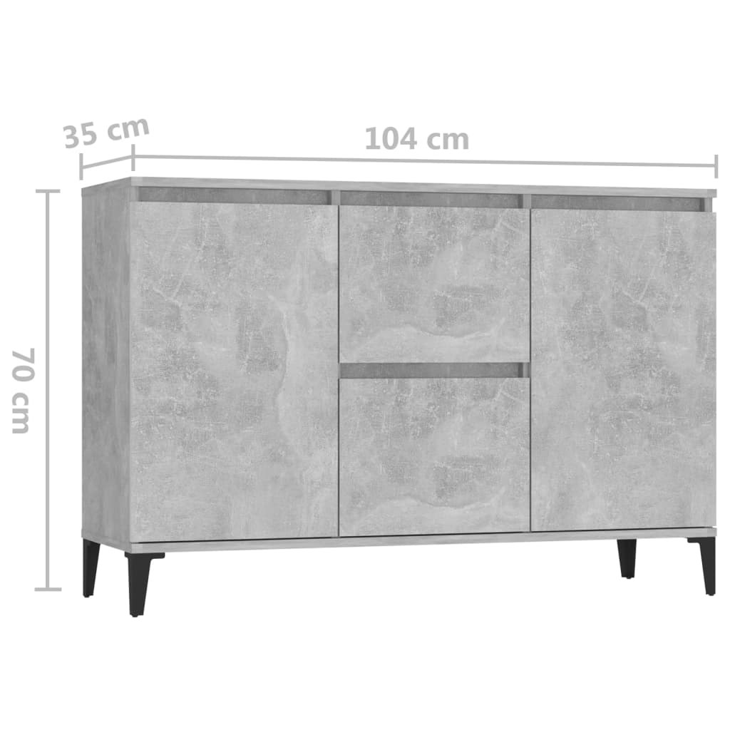 vidaXL Sideboard Betongrau 104x35x70 cm Holzwerkstoff