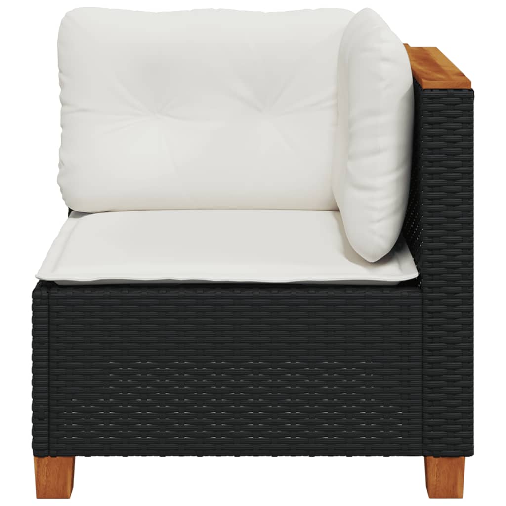 vidaXL Garten-Ecksofa mit Kissen Grau Poly Rattan