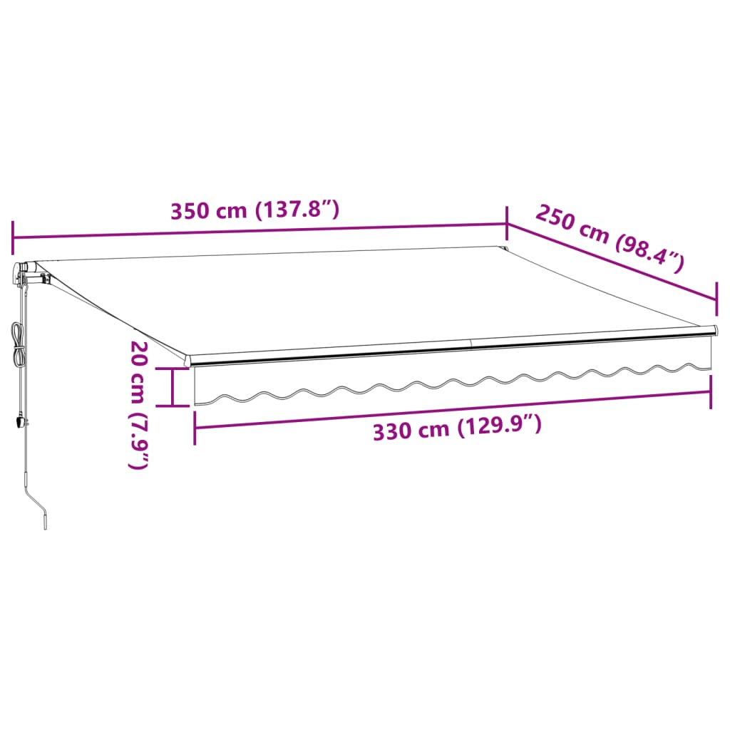 vidaXL Markise Automatisch mit LEDs Braun 350x250 cm