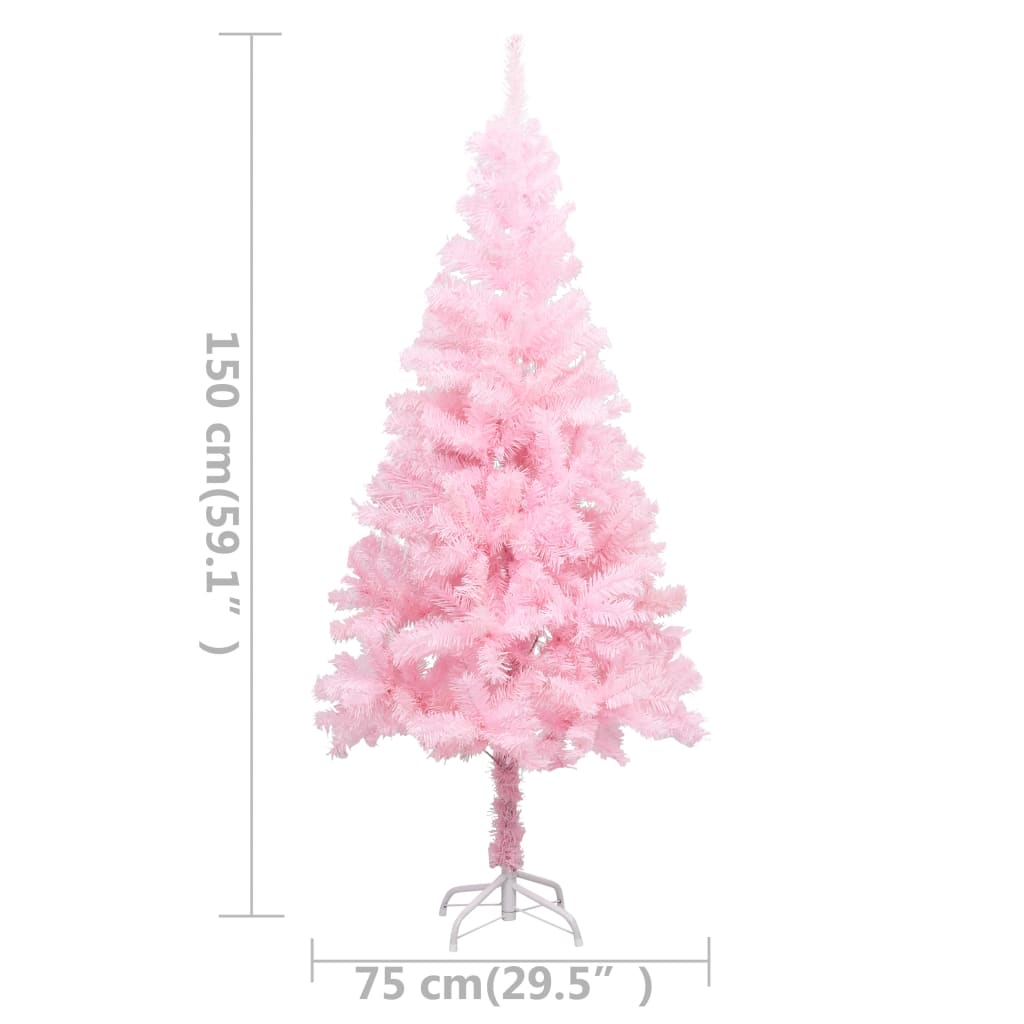 vidaXL Künstlicher Weihnachtsbaum mit Beleuchtung & Kugeln Rosa 150cm
