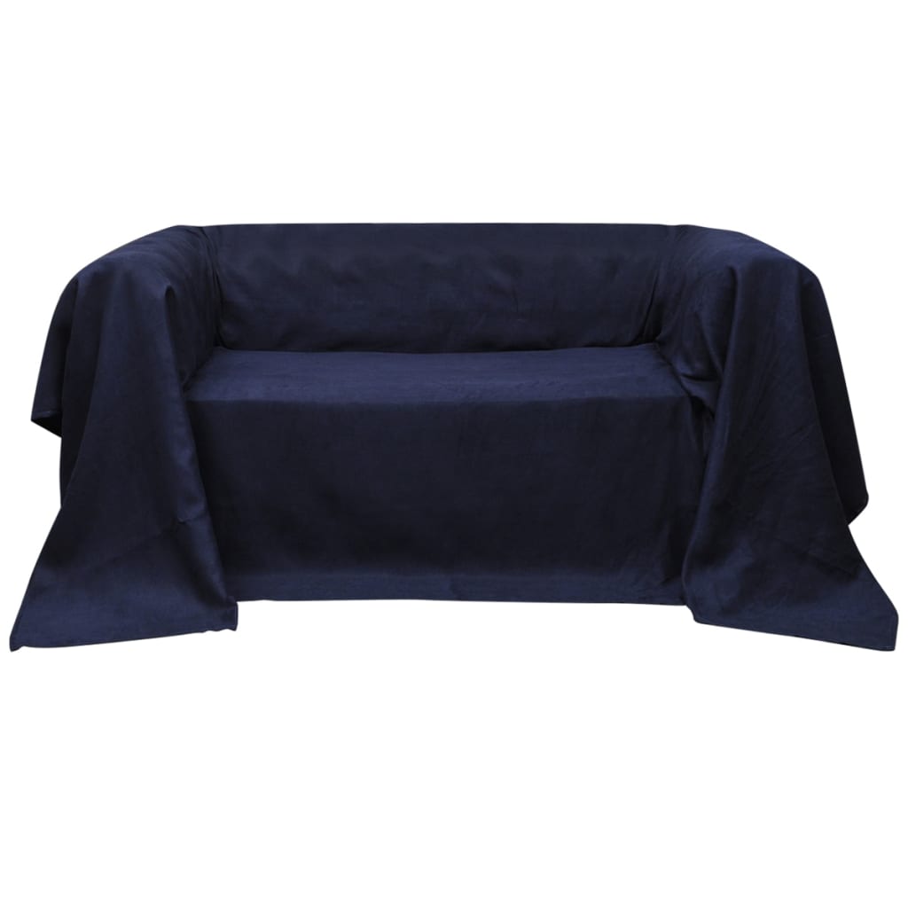 Micro-Suede Sofaüberwurf Tagesdecke Marineblau 270 x 350 cm