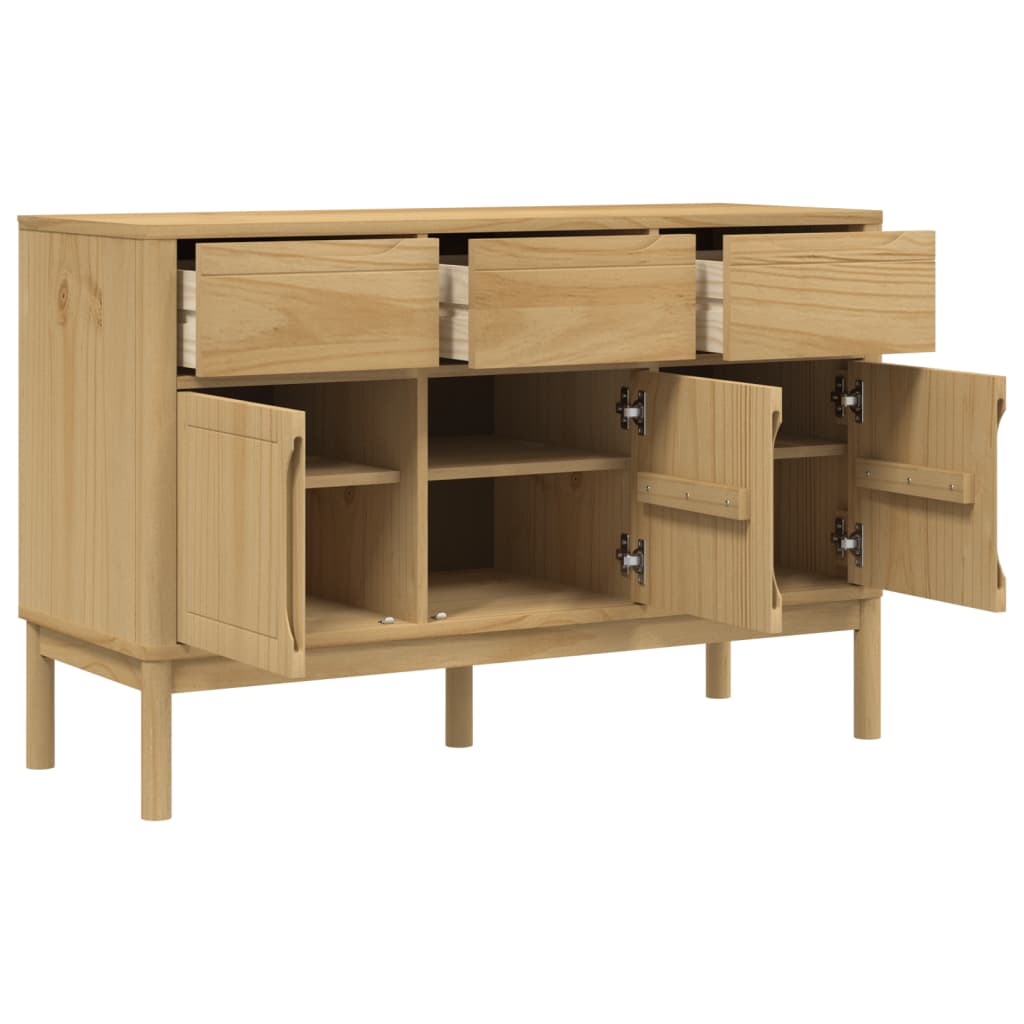 vidaXL Sideboard FLORO Wachsbraun 114x43x74 cm Massivholz Kiefer