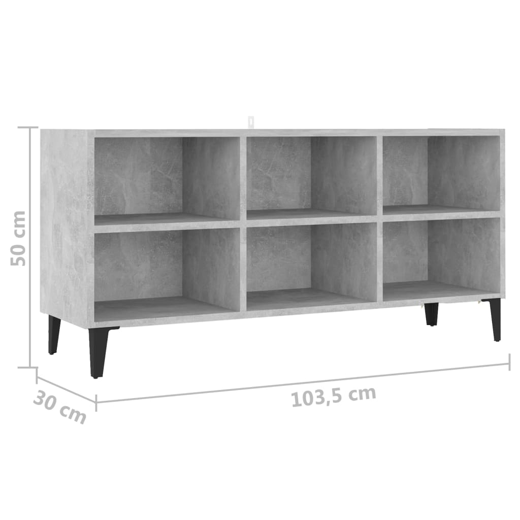 vidaXL TV-Schrank mit Metallbeinen Betongrau 103,5x30x50 cm