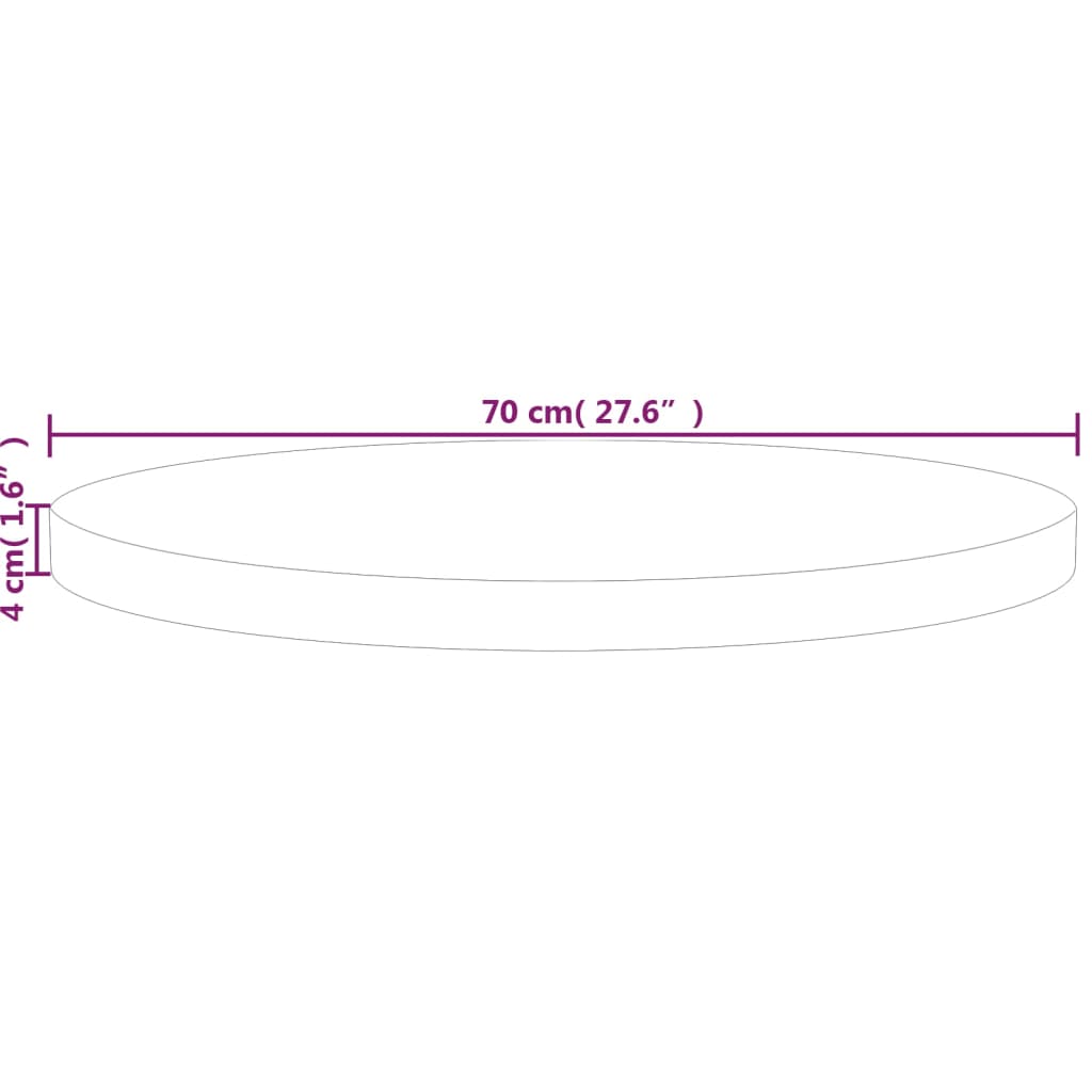 vidaXL Runde Tischplatte Ø70x4 cm Unbehandeltes Massivholz Eiche