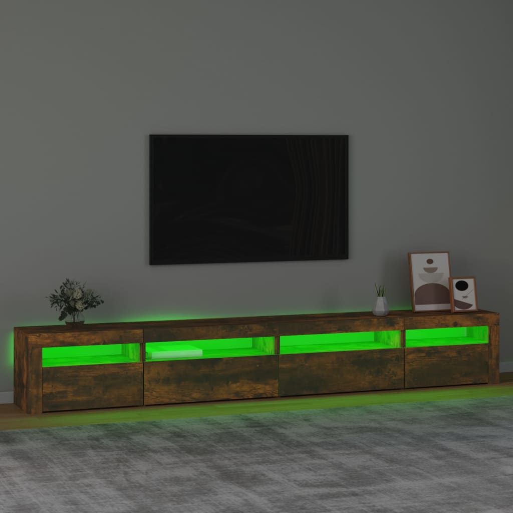 vidaXL TV-Schrank mit LED-Leuchten Räuchereiche 270x35x40 cm