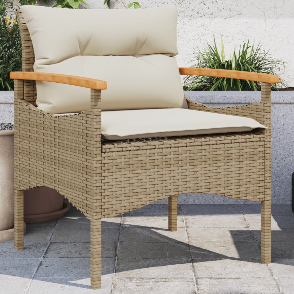 vidaXL 3-tlg. Garten-Sofagarnitur mit Kissen Beige Poly Rattan