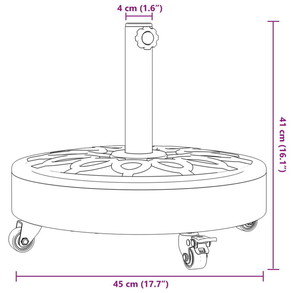 vidaXL Sonnenschirmständer mit Rollen für Ø38/48 mm Mast 27 kg Rund