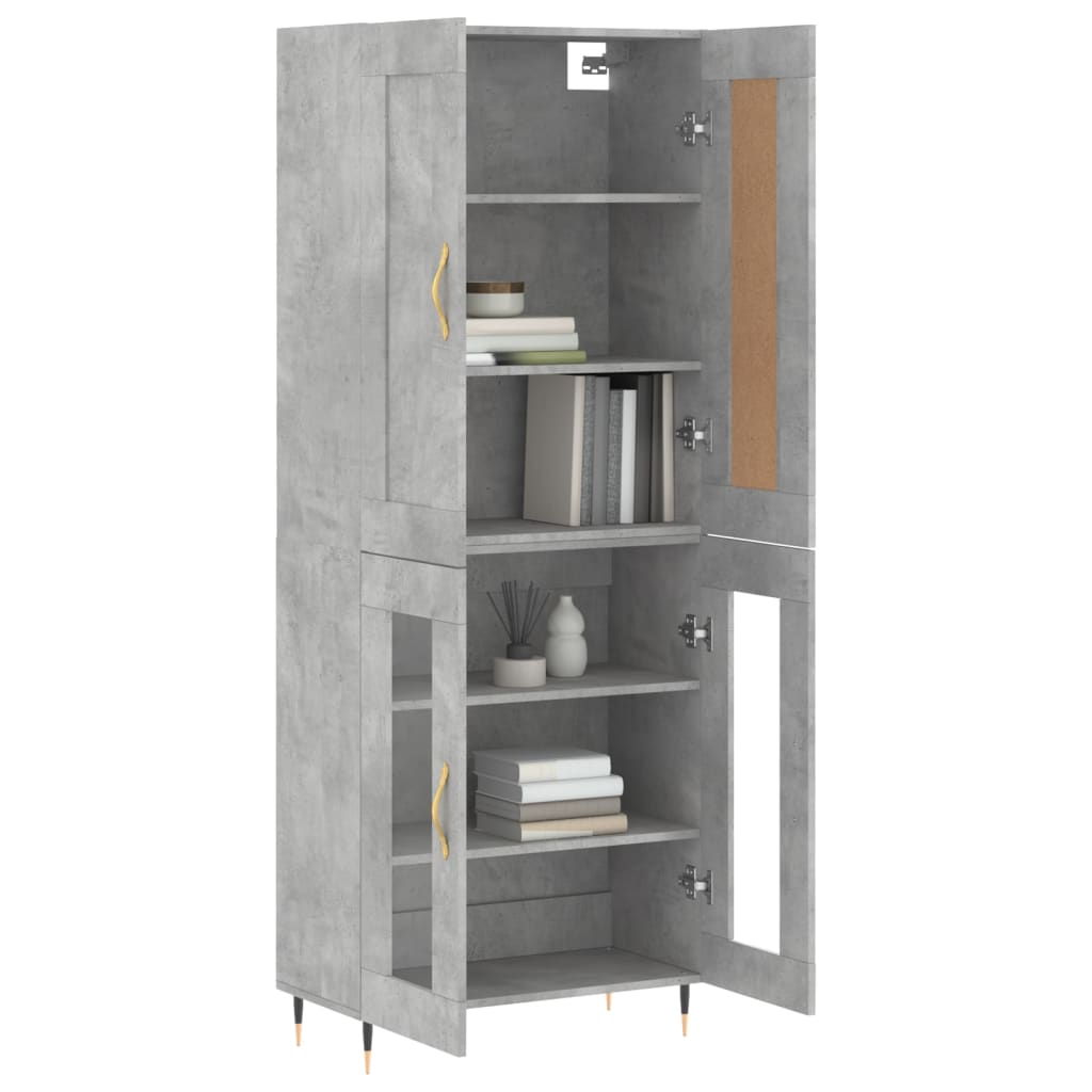 vidaXL Highboard Betongrau 69,5x34x180 cm Holzwerkstoff