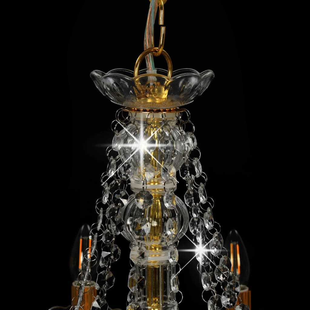 vidaXL Kronleuchter mit Perlen Golden 12 x E14-Fassungen