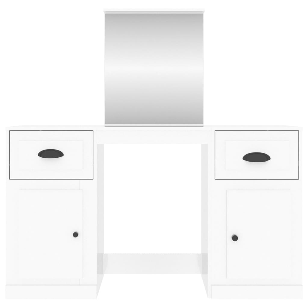 vidaXL Schminktisch mit Spiegel Hochglanz-Weiß 130x50x132,5 cm