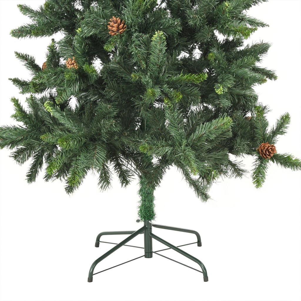 vidaXL Künstlicher Weihnachtsbaum mit Beleuchtung & Zapfen Grün 180 cm