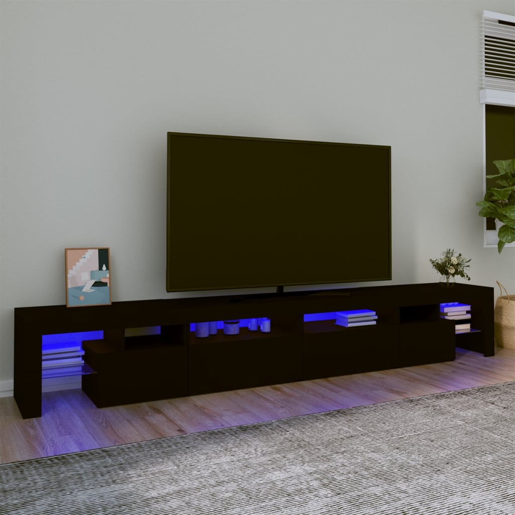 vidaXL TV-Schrank mit LED-Leuchten Schwarz 260x36,5x40 cm