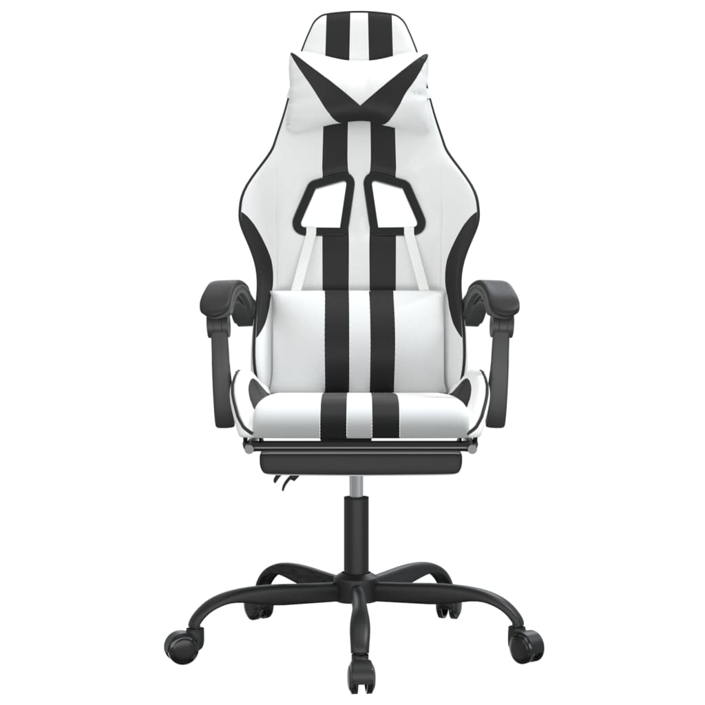 vidaXL Gaming-Stuhl mit Fußstütze Drehbar Weiß & Schwarz Kunstleder