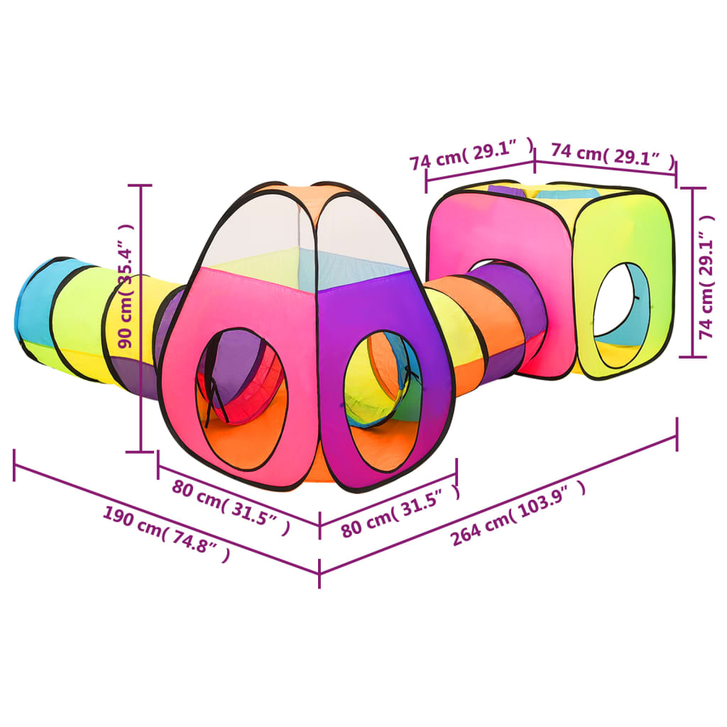 vidaXL Spielzelt mit 250 Bällen Mehrfarbig 190x264x90 cm