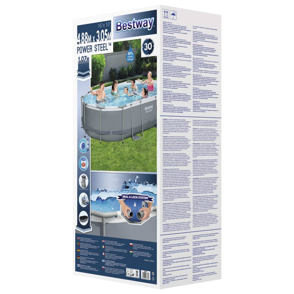 Bestway Power Stahlrahmen-Pool Set 488x305x107 cm