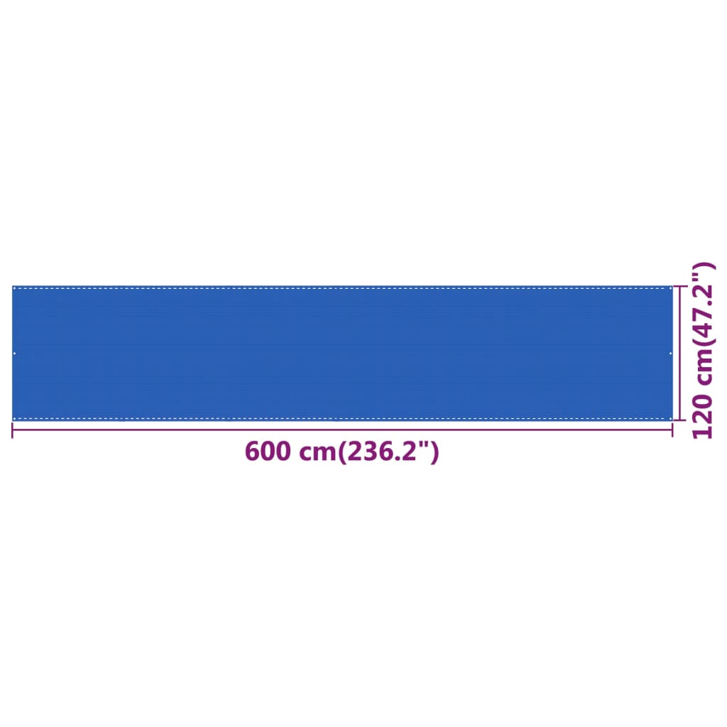 vidaXL Balkon-Sichtschutz Blau 120x600 cm HDPE