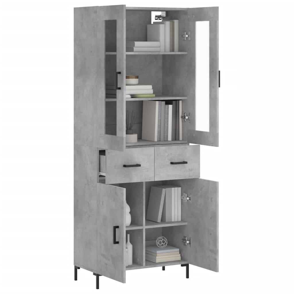 vidaXL Highboard Betongrau 69,5x34x180 cm Holzwerkstoff