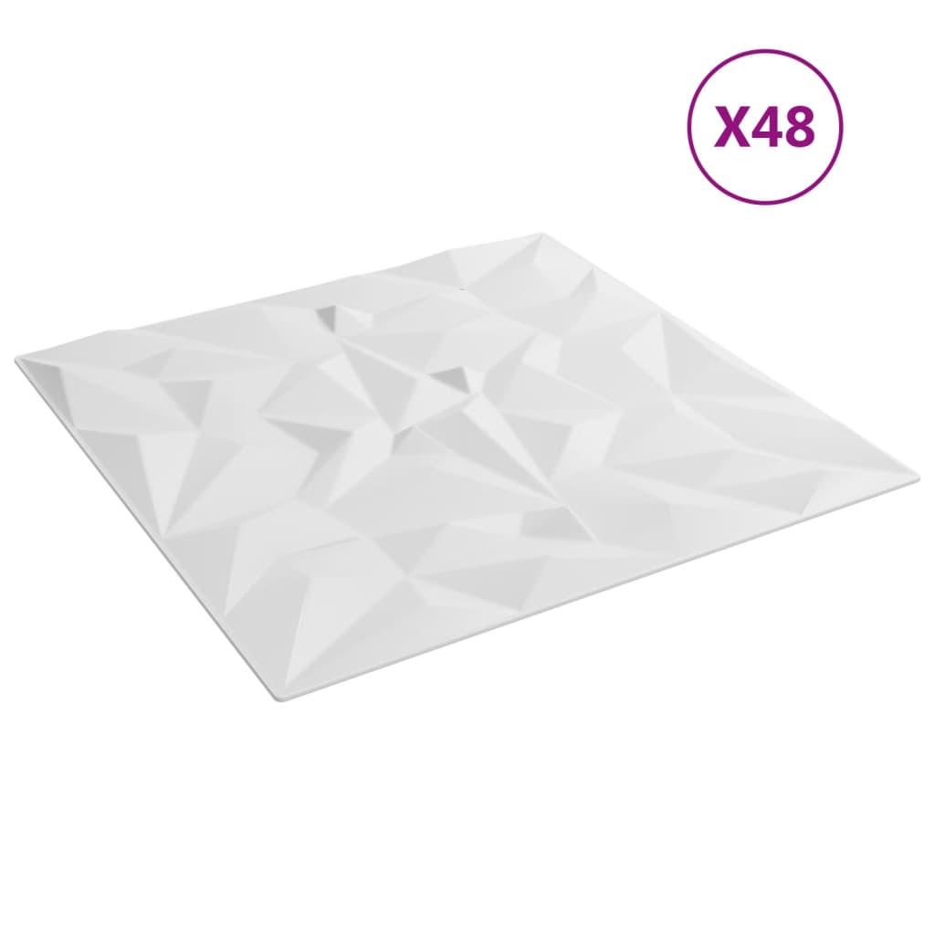 vidaXL Wandpaneele 48 Stk. Weiß 50x50 cm XPS 12 m² Amethyst