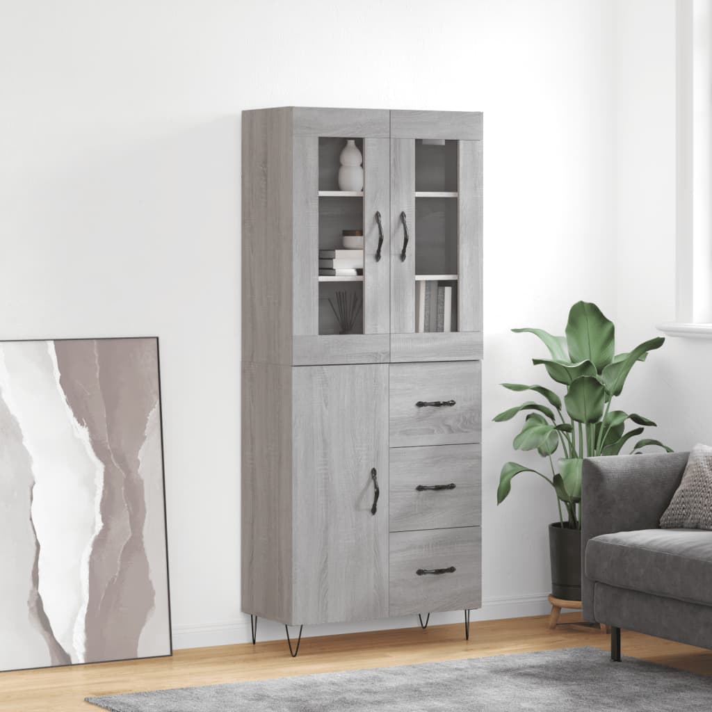 vidaXL Highboard Grau Sonoma 69,5x34x180 cm Holzwerkstoff