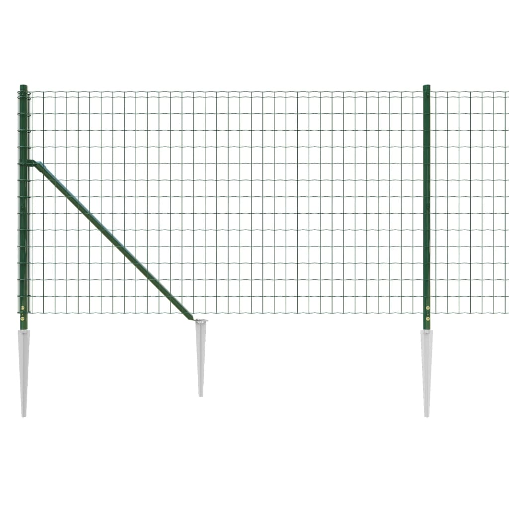 vidaXL Maschendrahtzaun mit Bodenhülsen Grün 0,8x25 m