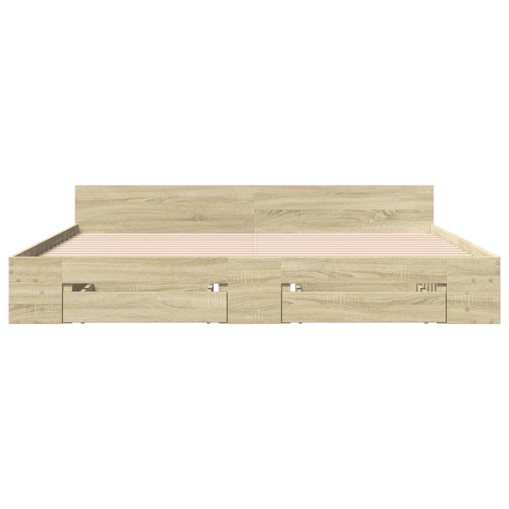vidaXL Bettgestell mit Schubladen Sonoma-Eiche 180x200cm Holzwerkstoff