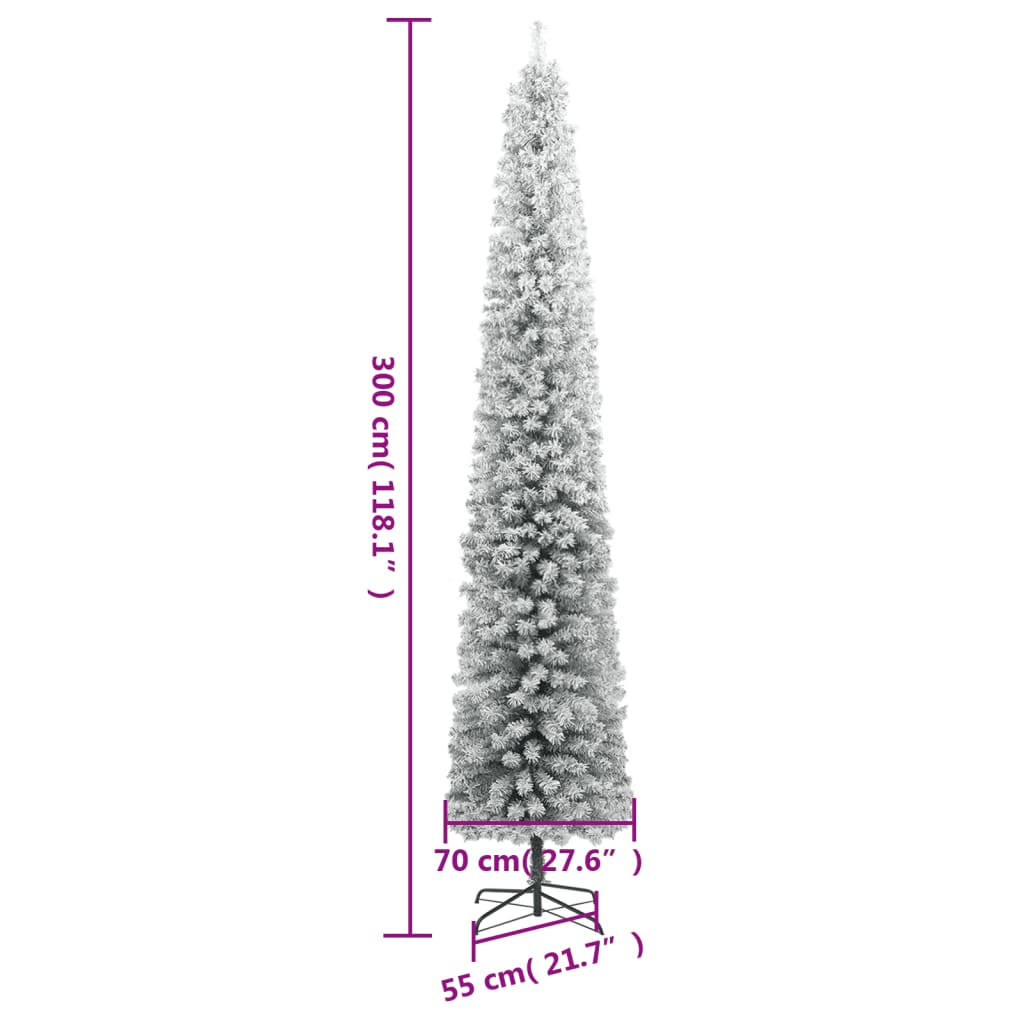 vidaXL Weihnachtsbaum Schlank mit 300 LEDs & Schnee 300 cm