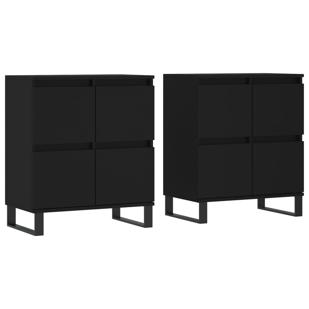 vidaXL Sideboards 2 Stk. Schwarz Holzwerkstoff