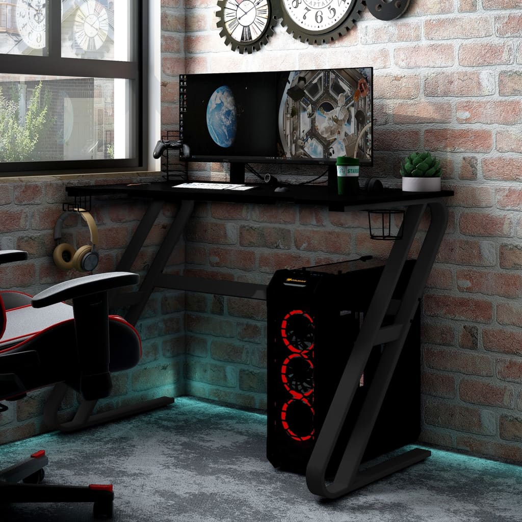 vidaXL Gaming-Schreibtisch mit ZZ-Gestell Schwarz und Rot 110x60x75 cm