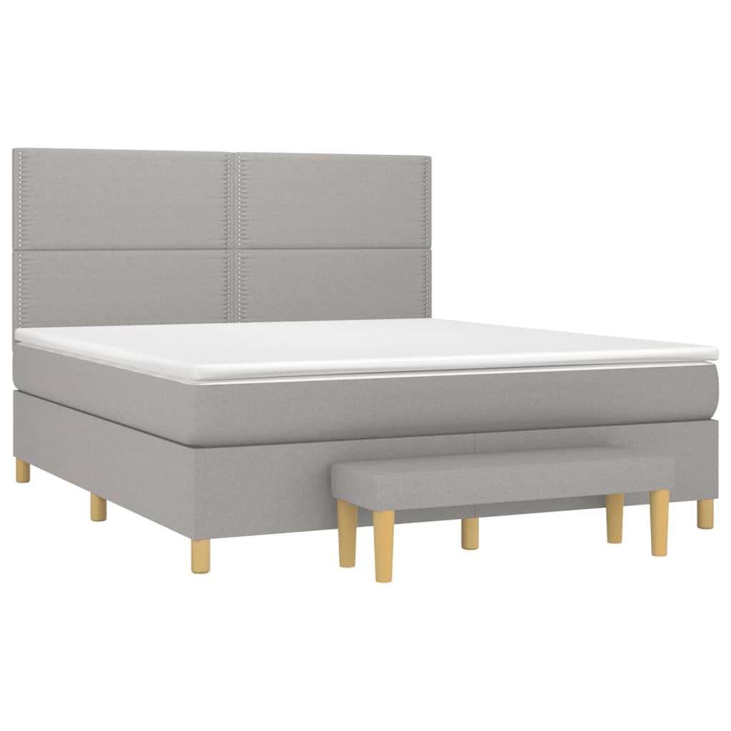 vidaXL Boxspringbett mit Matratze Hellgrau 180x200 cm Stoff