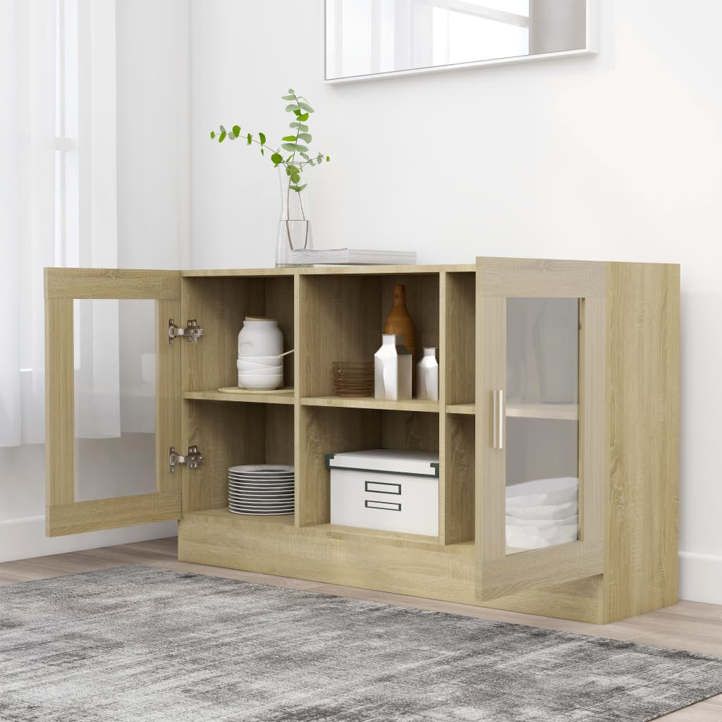 vidaXL Vitrinenschrank Sonoma-Eiche 120x30,5x70 cm Holzwerkstoff